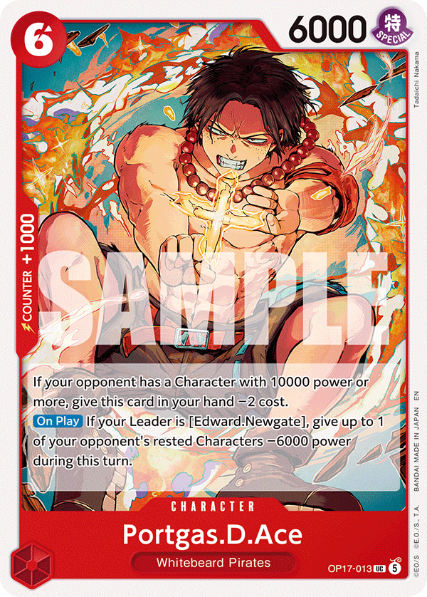 Portgas.D.Ace OP17-013 standaard Engelse kaart, One Piece Card Game
