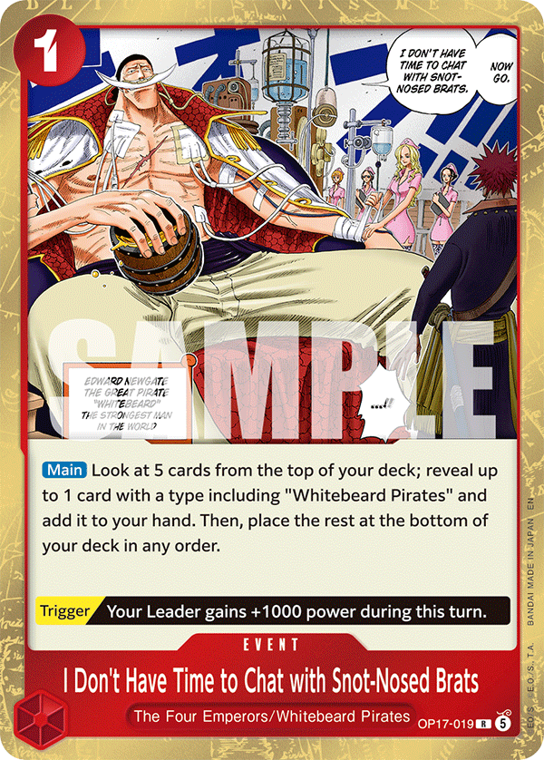 I Don't Have Time to Chat with Snot-Nosed Brats OP17-019 standaard Engelse kaart, One Piece Card Game