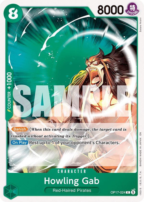 Howling Gab OP17-024 standaard Engelse kaart, One Piece Card Game