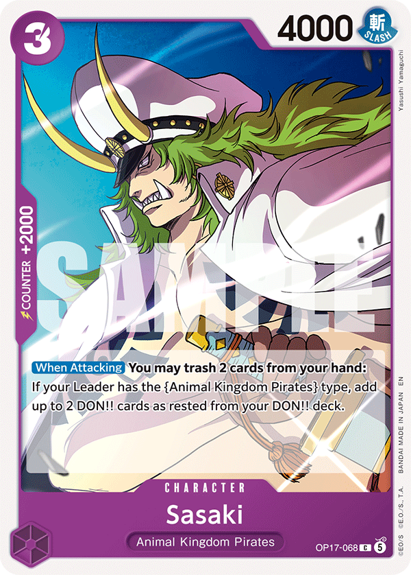 Sasaki OP17-068 standaard Engelse kaart, One Piece Card Game