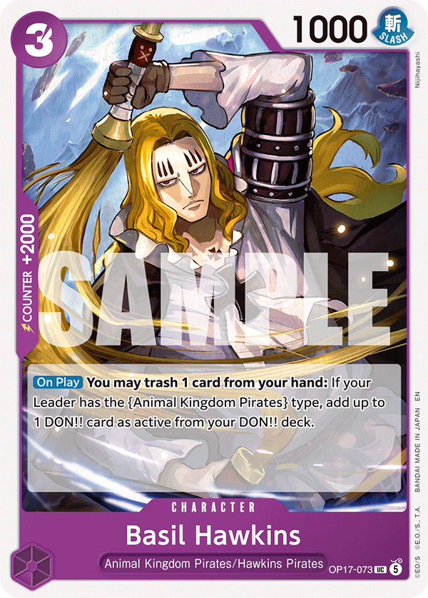 Basil Hawkins OP17-073 standaard Engelse kaart, One Piece Card Game