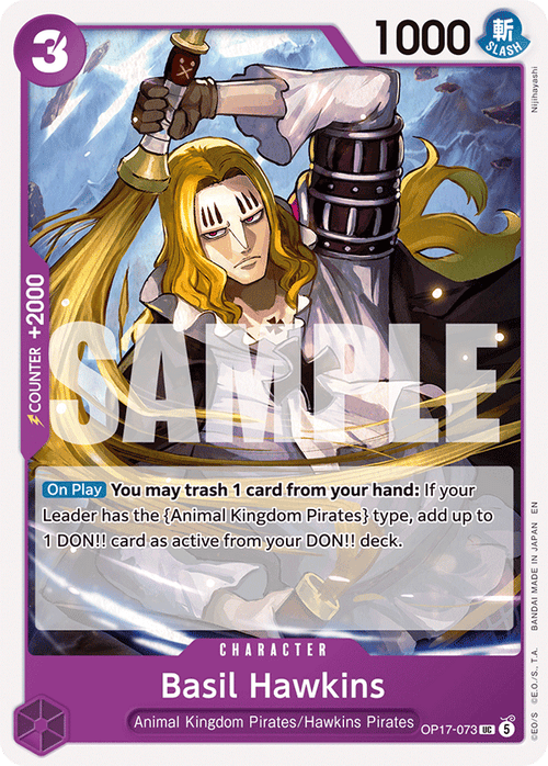 Basil Hawkins OP17-073 standaard Engelse kaart, One Piece Card Game