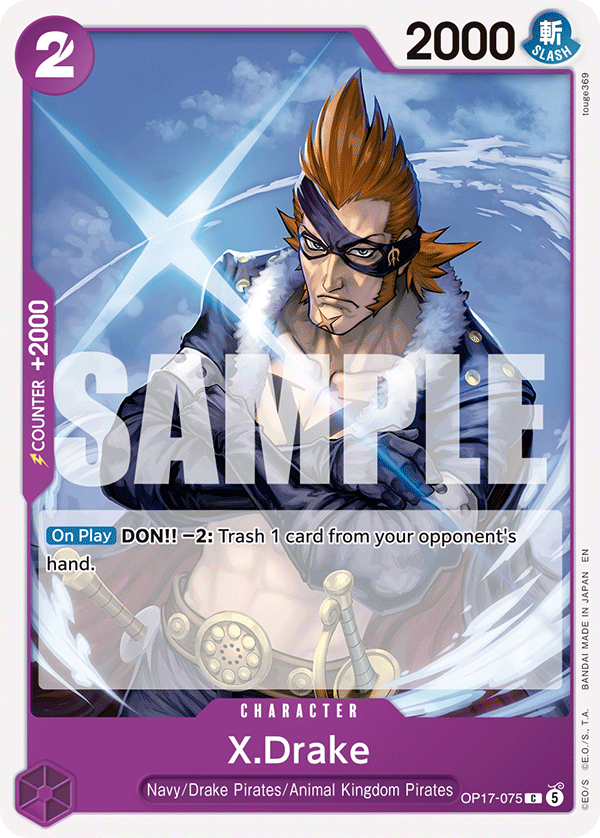 X.Drake OP17-075 standaard Engelse kaart, One Piece Card Game