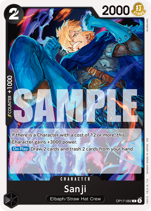 Sanji OP17-082 standaard Engelse kaart, One Piece Card Game