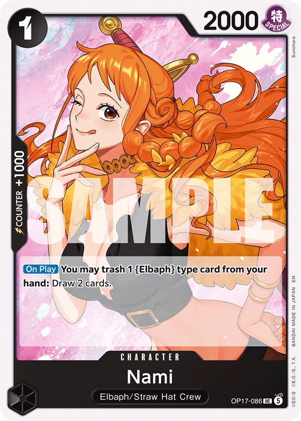 Nami OP17-086 standaard Engelse kaart, One Piece Card Game