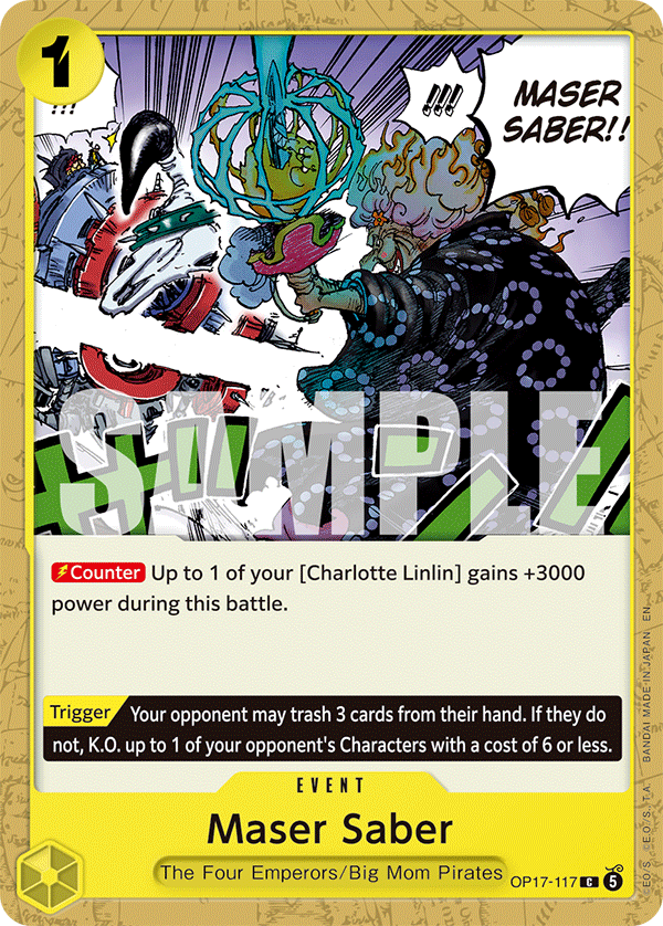 Maser Saber OP17-117 standaard Engelse kaart, One Piece Card Game